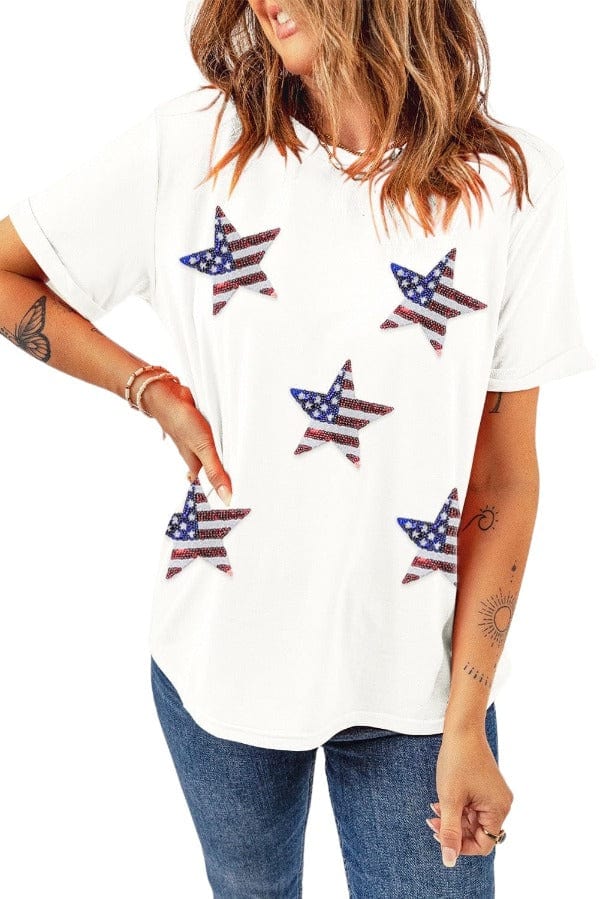 Graphic Tee Shirt ATG Sequin Star T-Shirt in White ATG Exclusive