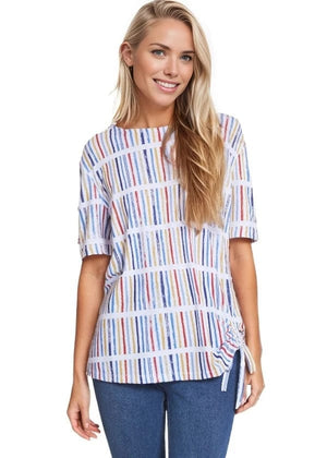 Top Multiples Simply Stripes Drawstring Top Multiples Clothing Co.