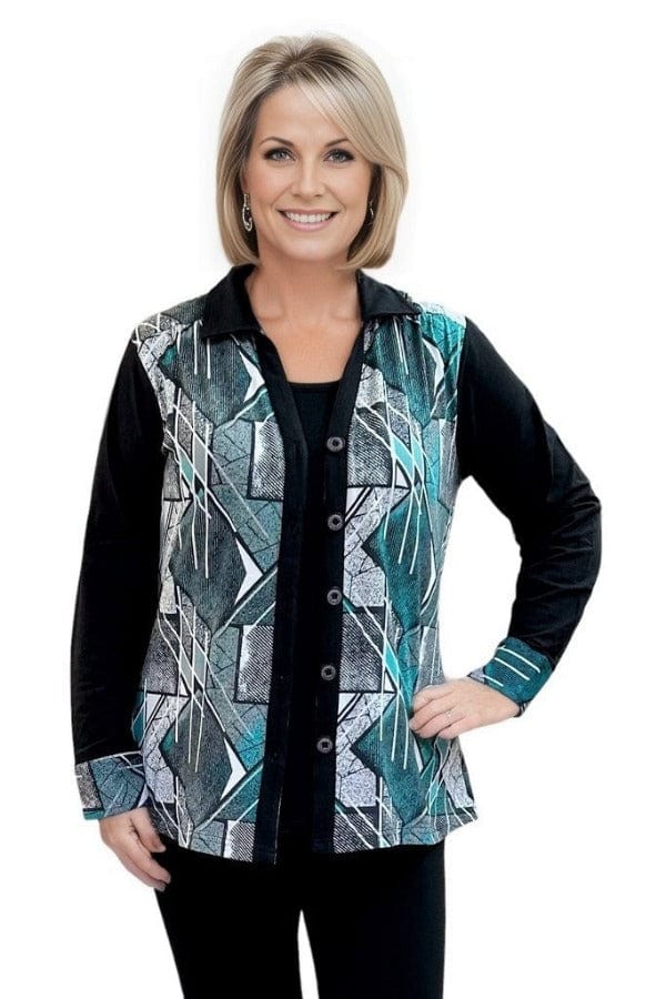 tops Parsley and Sage Roberta Button Shirt in Turquoise Parsley & Sage