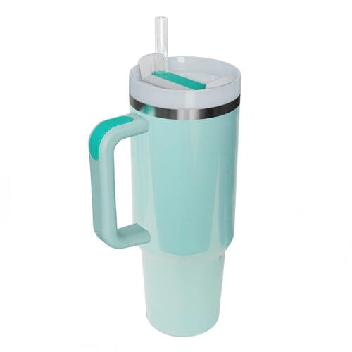 Stainless Steel Tumbler with Handle and Straw Mint Blue / One Size Trendsi