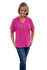 tops Andree By Unit Penny Rib Top in Hot Pink Andree By Unit
