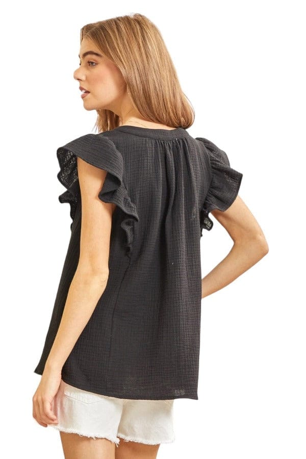 tops Andree By Unit Sherrie Gauze Top in Black Andree By Unit