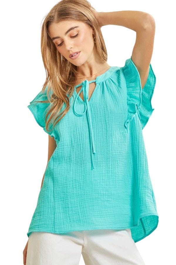 tops Andree By Unit Sherrie Gauze Top in Blue Radiance Andree By Unit