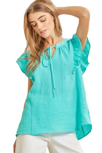 tops Andree By Unit Sherrie Gauze Top in Blue Radiance Andree By Unit