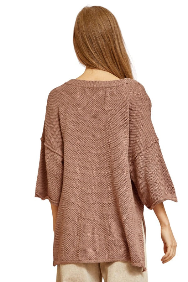 tops Becky Oversized Sweater in Mocha Andree By Unit