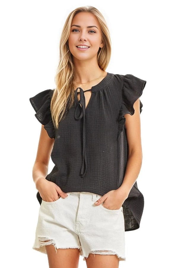 tops Andree By Unit Sherrie Gauze Top in Black S / Black Andree By Unit