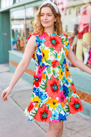 Sunny Days Multicolor Floral Print Tiered Ruffle Sleeve Dress Beeson River