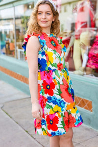 Sunny Days Multicolor Floral Print Tiered Ruffle Sleeve Dress Beeson River
