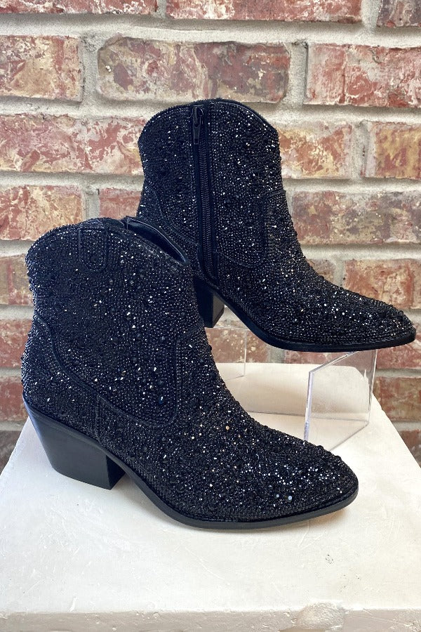 boots Corkys Shine Bright Rhinestone Ankle Boot In Black Corkys Footwear