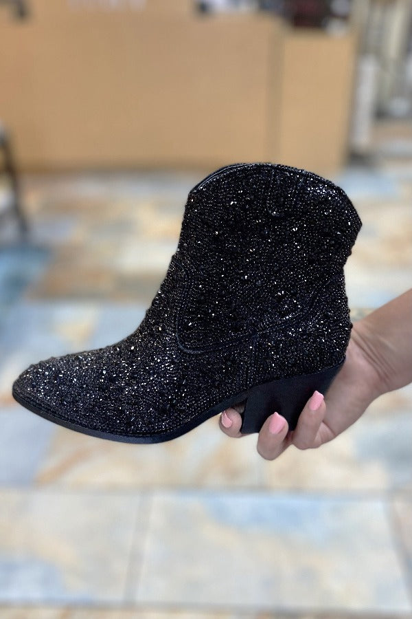 boots Corkys Shine Bright Rhinestone Ankle Boot In Black Corkys Footwear
