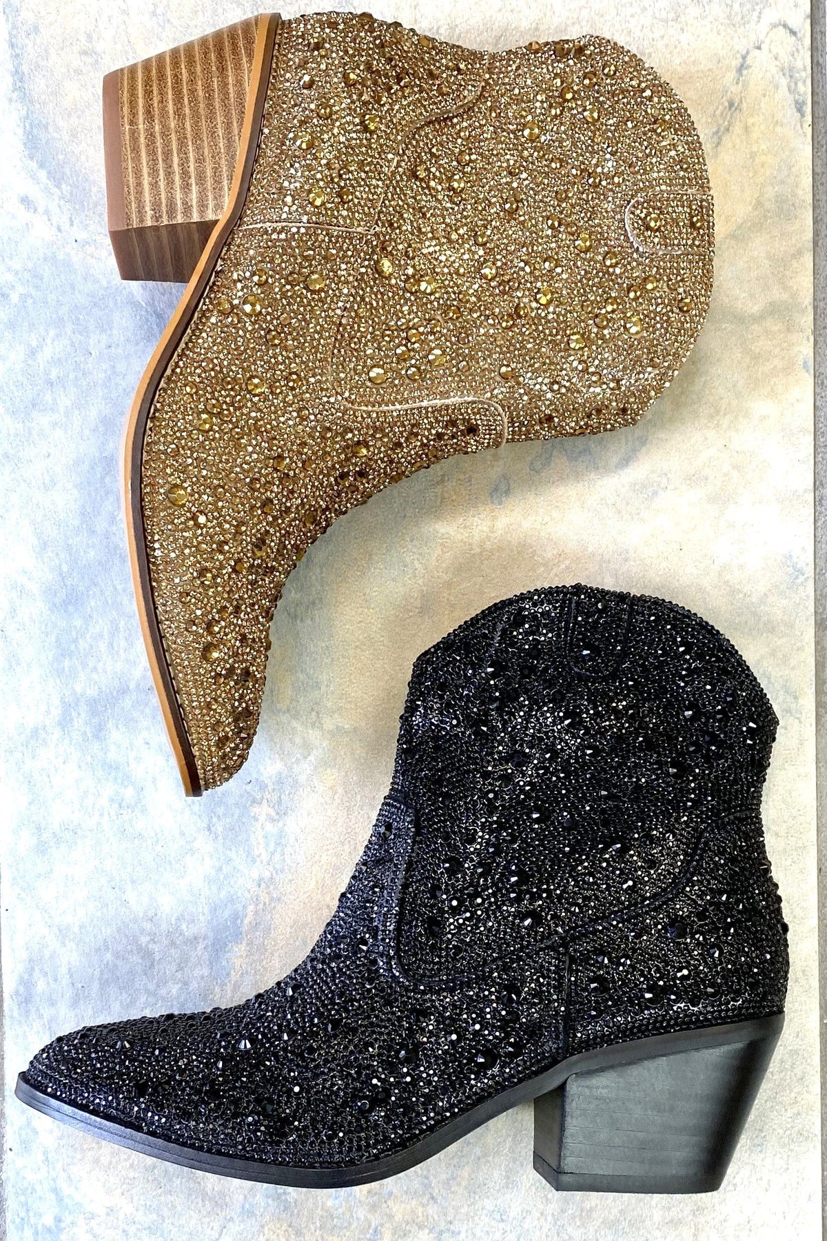 boots Corkys Shine Bright Rhinestone Ankle Boot In Gold Corkys Footwear