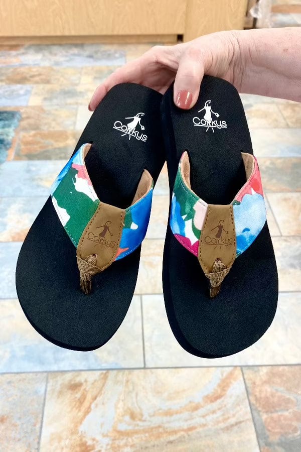 Sandal Corkys Flip Flops Summer Break in Floral 6 / Denim Corkys Footwear
