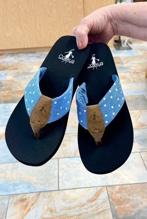 Sandal Corkys Flip Flops Summer Break in Denim Stars Corkys Footwear