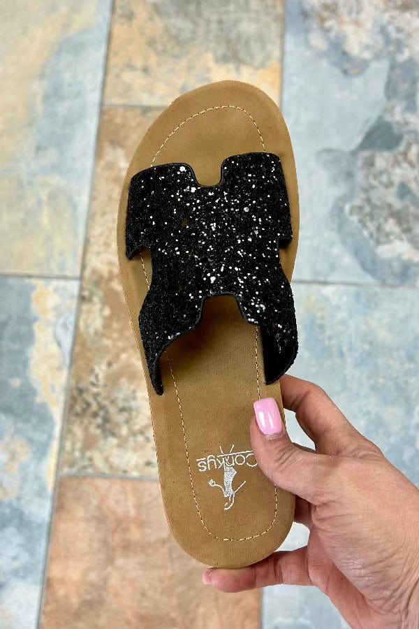 Sandal Corkys Slip On Sandal Bogalusa in Black Chunky Glitter Corkys Footwear