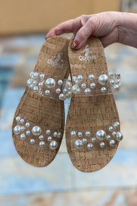 Sandal Corkys Slip on Sandal Dome in Clear with Pearls Corkys Footwear