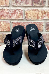 Sandal Corkys Wedge Flip Flop Bauble in Black Corkys Footwear