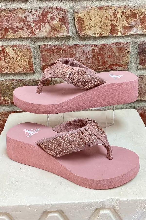 Sandal Corkys Wedge Flip Flop Bauble in Blush Pink Corkys Footwear