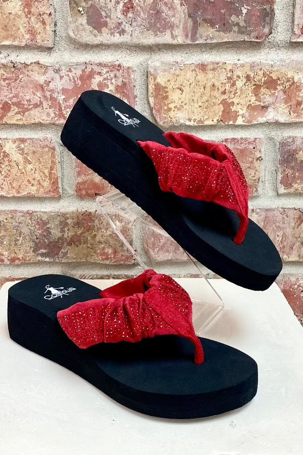 Sandal Corkys Wedge Flip Flop Bauble in Red Corkys Footwear