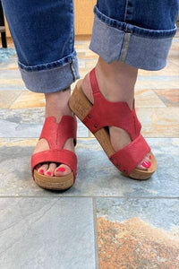 Shoes Corkys Refreshing Wedge Sandal in Red-2 6 / Red Corkys Footwear