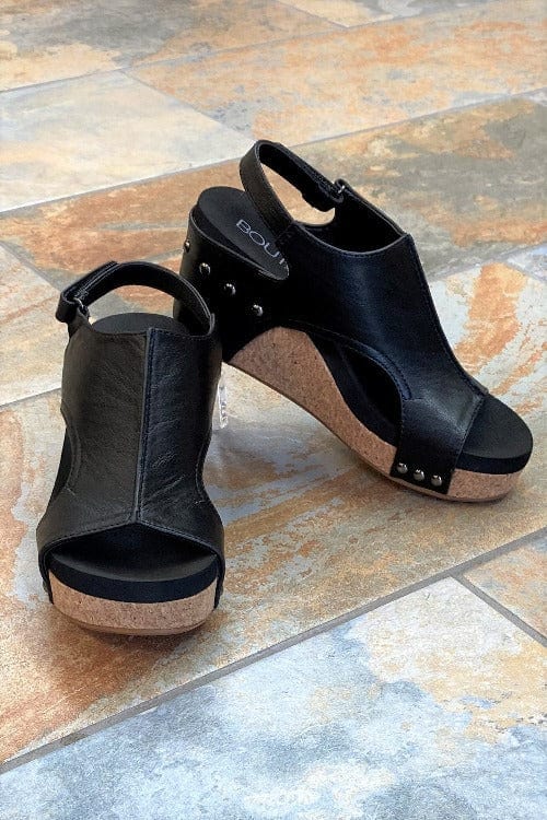 Shoes Corkys Carley Wedge Sandal in Black Smooth-3 Corkys Footwear