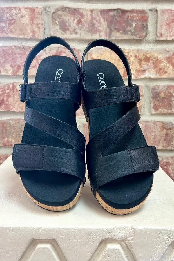 Wedge Sandal Corkys Rain Check Wedge Sandal in Black 6 / Black Corkys Footwear