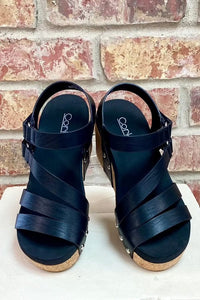 Wedge Sandal Corkys Giggle Wedge Sandal in Black Corkys Footwear