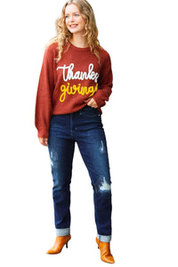 sweaters All I Want Thanksgiving Pop Up Embroidery Chunky Sweater Haptics