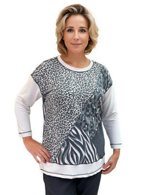 Blouse Multiples Charmed Multi Animal Print Top Multiples Clothing Co.
