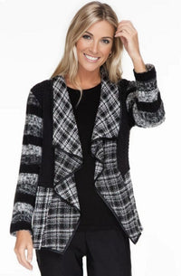 Jacket Multiples Shawl Tweed Jacket in Black and White Multiples Clothing Co.
