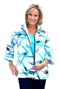 Jacket Multiples Zip Jacket in Blue Aqua Multiples Clothing Co.