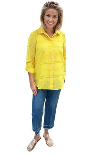 Shirt Multiples Bright Yellow Eyelet Button Shirt Multiples Clothing Co.