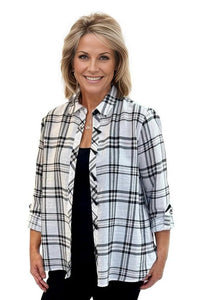 Shirt Multiples Plaid Button Up Big Shirt in Black Multiples Clothing Co.