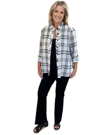 Shirt Multiples Plaid Button Up Big Shirt in Black Multiples Clothing Co.