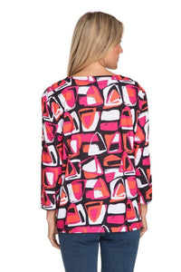 top Multiples Geometric Drawstring Top in Fuchsia Multiples Clothing Co.