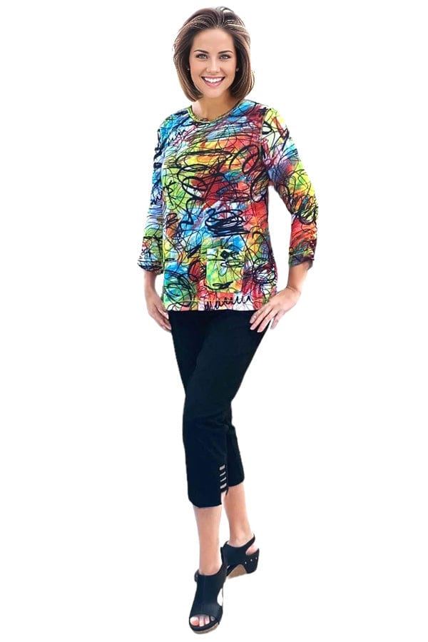 top Multiples Modern Art Pullover Top in Multi Multiples Clothing Co.