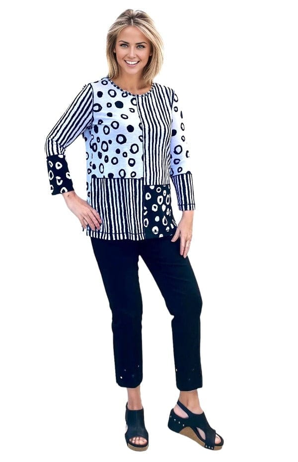 top Multiples Multi Panel Top In Black And White Multiples Clothing Co.