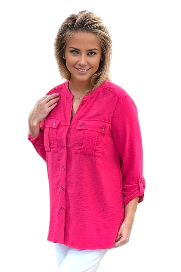 top Multiples Office Ready Button Shirt In Pink Multiples Clothing Co.