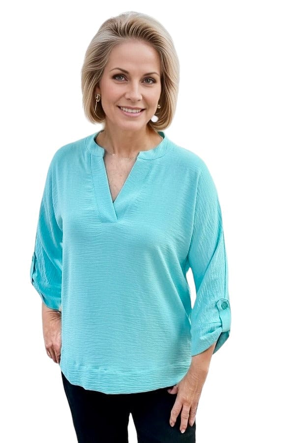 top Multiples Work Ready Top in Aqua Multiples Clothing Co.