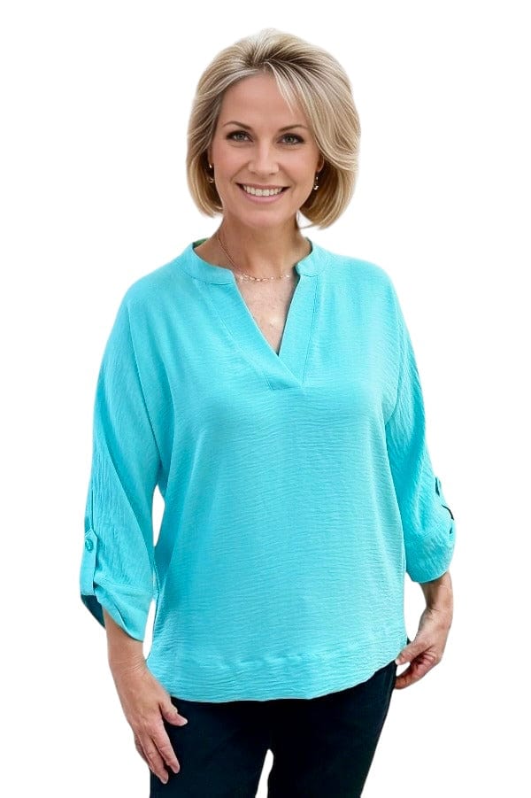 top Multiples Work Ready Top in Aqua Multiples Clothing Co.