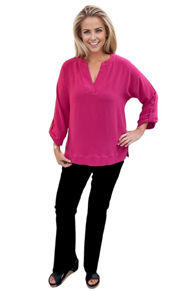 top Multiples Work Ready Top in Fuchsia Multiples Clothing Co.