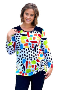 top Multiples Zipper Drawstring Top in Multi Multiples Clothing Co.