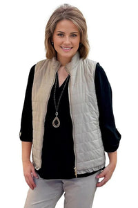 vest Multiples Quilted Zip Vest in Stone Multiples Clothing Co.