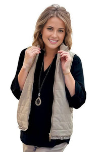 vest Multiples Quilted Zip Vest in Stone Multiples Clothing Co.