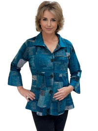 Shirt Parsley and Sage Gail Flare Shirt in Turquoise Parsley & Sage