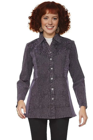Shirts Parsley and Sage Regina Button Front Shirt in Eggplant Parsley & Sage