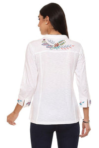 Top Parsley and Sage Eden Embroidered Top in White Parsley & Sage