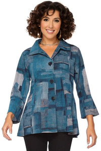 Top Parsley and Sage Gail Flare Shirt in Turquoise Parsley & Sage