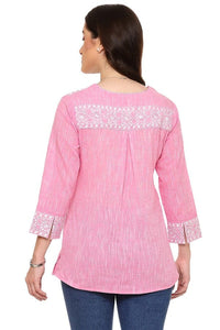 Top Parsley and Sage Janet Embroidered Top in Pink Parsley & Sage