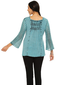 Top Parsley and Sage Louise Embroidered Top in Teal Parsley & Sage