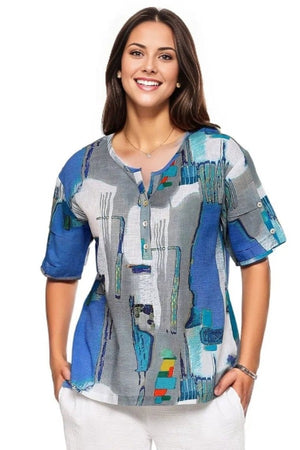Top Parsley and Sage Mable Pull Over Top in Blue Parsley & Sage